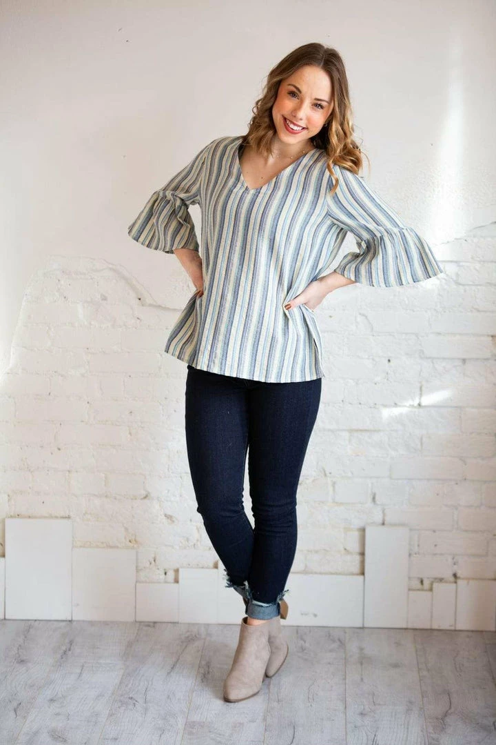 Cotton Bleu Avery Grey Blue Stripped Top Tops 3 Cotton Bleu Avery Grey Blue Stripped Top Tops