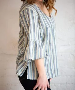 Cotton Bleu Avery Grey Blue Stripped Top Tops 8 Cotton Bleu Avery Grey Blue Stripped Top Tops