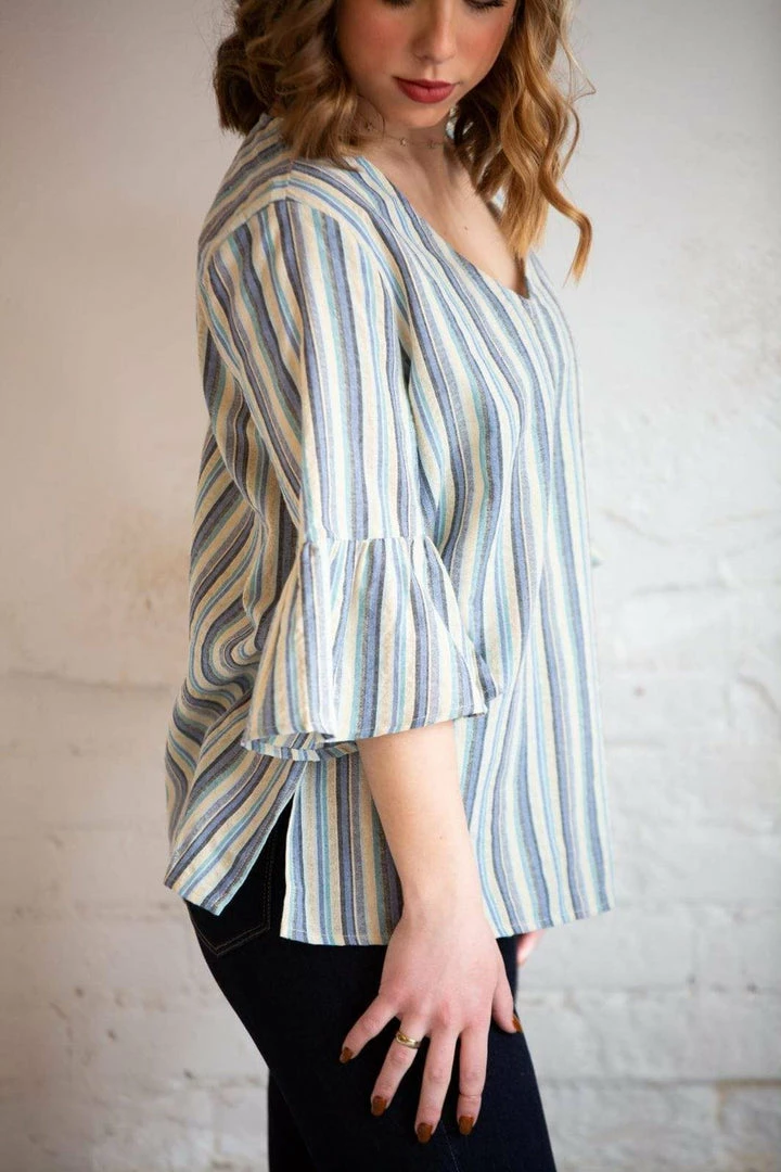 Cotton Bleu Avery Grey Blue Stripped Top Tops 4 Cotton Bleu Avery Grey Blue Stripped Top Tops