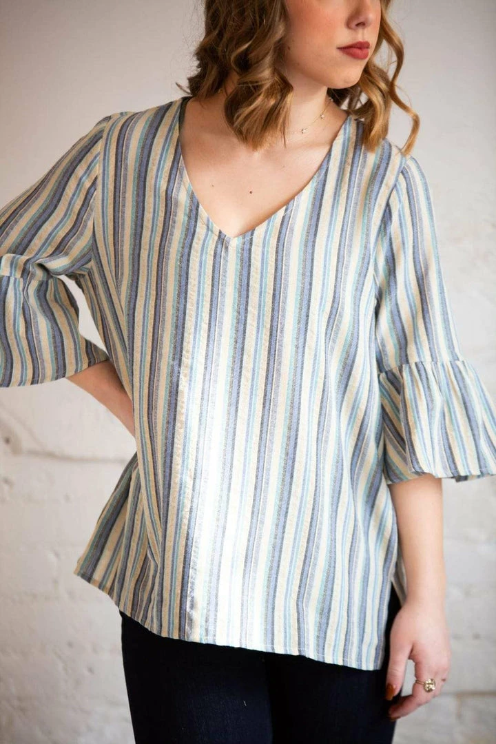 Cotton Bleu Avery Grey Blue Stripped Top Tops 1 Cotton Bleu Avery Grey Blue Stripped Top Tops