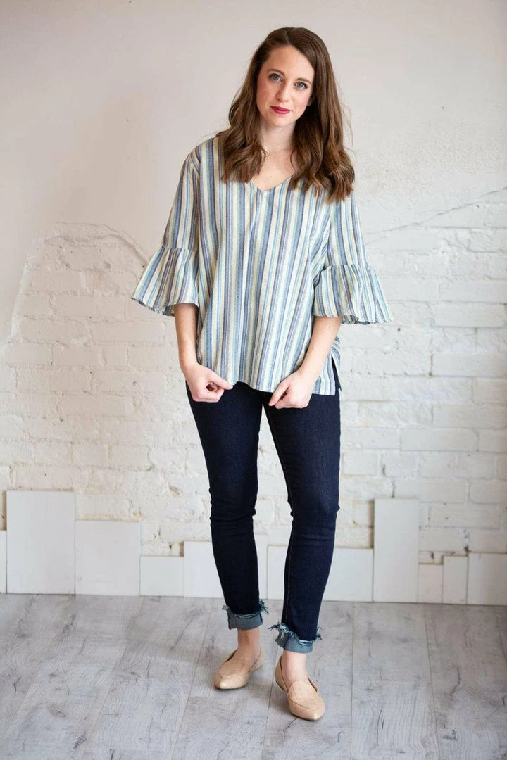 Cotton Bleu Avery Grey Blue Stripped Top Tops 2 Cotton Bleu Avery Grey Blue Stripped Top Tops