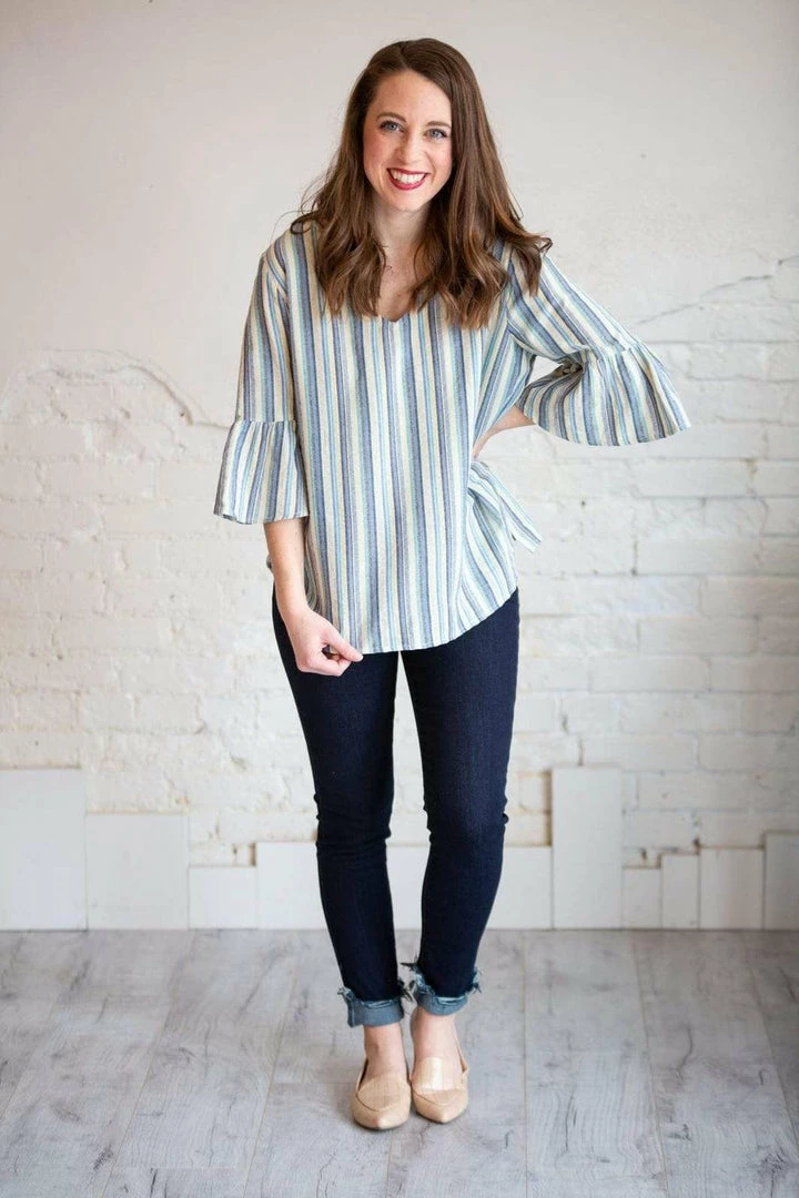 Cotton Bleu Avery Grey Blue Stripped Top Tops 5 Cotton Bleu Avery Grey Blue Stripped Top Tops
