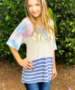 Boutique Simplified Cotton Candy Button Down Top