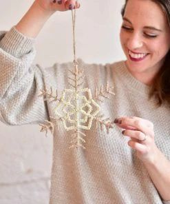Creative Coop Jute And Bead Snowflake Ornament Lifestyle + Home