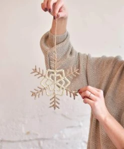 Creative Coop Jute And Bead Snowflake Ornament Lifestyle + Home