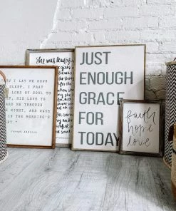 Creative Coop Apparel "Just Enough Grace For Today" Wood Framed Wall Decor