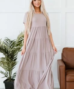 Trendsi Tiered Maxi Dress In Ash Mocha Apparel