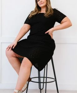 Trendsi Majestically Yours Eyelet Square Neck Dress