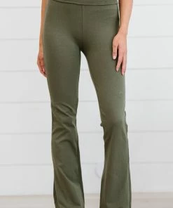 Trendsi Keep It Up Flare Yoga Pants In Light Olive