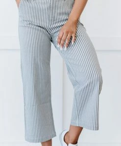 Trendsi Kancan Emerson Pinstripe Wide Leg Cropped Jeans Trousers + Leggings + Denim