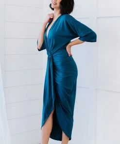 Trendsi Ocean Teal Ruched Dress (GHG-S)