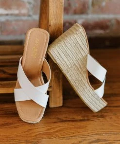 Trendsi High Hopes Crisscross Strap Espadrille Wedges In White Apparel