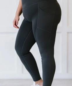 Trendsi Apparel Step Aside Athletic Leggings With Pockets In Ash Grey