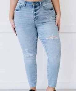 Trendsi Judy Blue Jen High-Waist Distressed Skinny Jeans Apparel