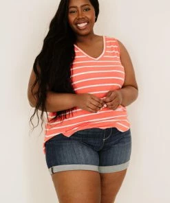 Trendsi Call Me Maybe Stripe Top - Pink & Coral Apparel