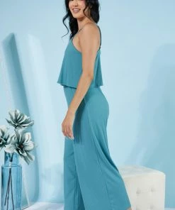 Trendsi Apparel Still Into You Ribbed Jumpsuit In Dusty Teal