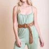 Leto Accessories Woven Beach Belt In Camel