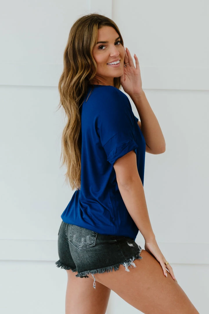 Trendsi Tee Shirt Weather Pocketed Tee In Fuchsia & Navy Apparel 17 Trendsi Tee Shirt Weather Pocketed Tee In Fuchsia & Navy Apparel