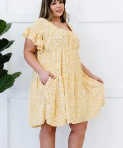 Trendsi Fresh As A Daisy Floral Tiered Mini Dress Apparel