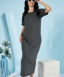 Trendsi Think Cheerful Thoughts Maxi T-Shirt Dress Apparel