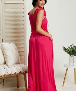 Trendsi Santa Monica Flutter Sleeve Maxi Dress