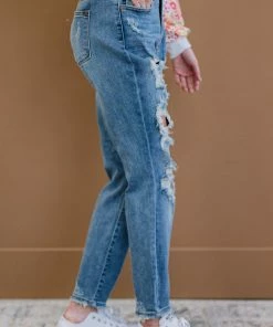 Trendsi Judy Blue Time To Roll Distressed Boyfriend Jeans Apparel
