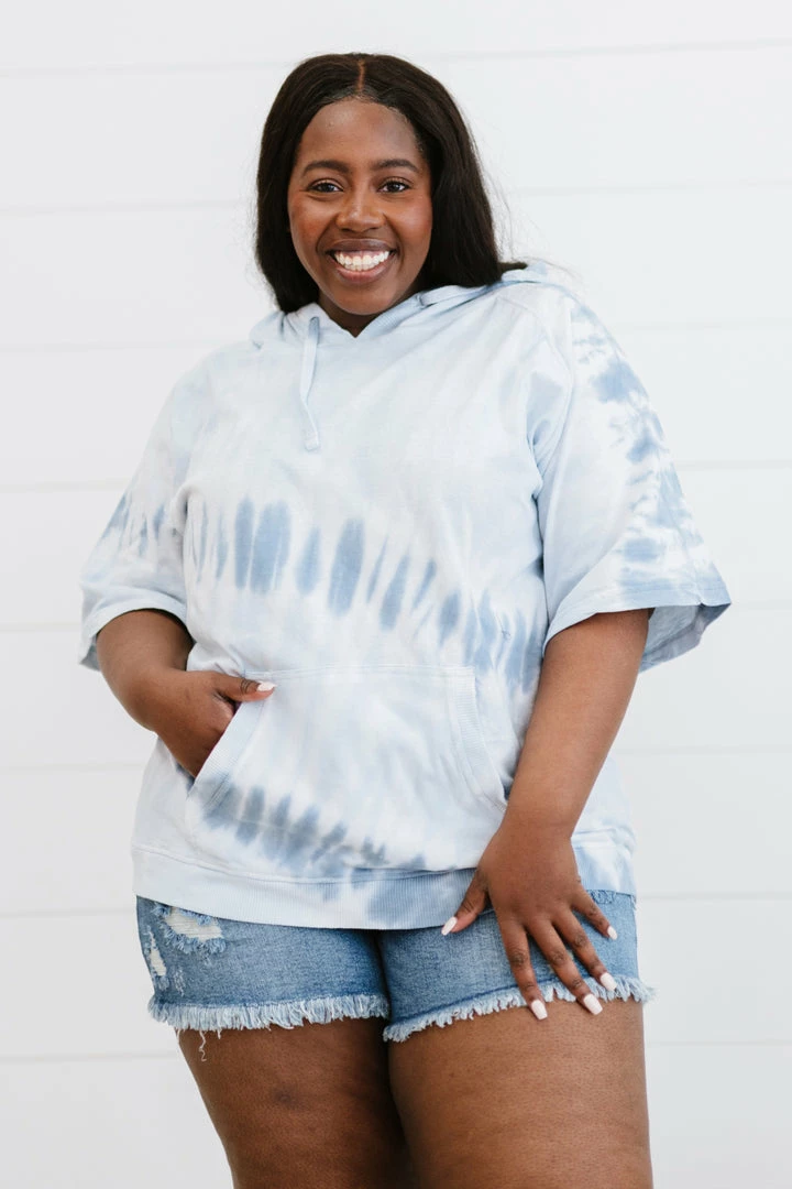 Trendsi Watching Clouds Tie-Dye Short-Sleeved Hoodie 1 Trendsi Watching Clouds Tie-Dye Short-Sleeved Hoodie