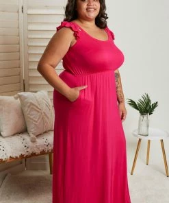 Trendsi Santa Monica Flutter Sleeve Maxi Dress