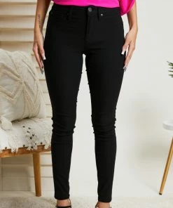 Trendsi YMI Jeanswear Kate Hyper-Stretch Mid-Rise Skinny Jeans In Black