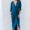 Trendsi Ocean Teal Ruched Dress