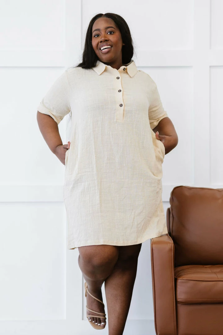 Trendsi Dresses + Skirts + Jumpsuits Iconic Scene Gauze Half Button Dress 8 Trendsi Dresses + Skirts + Jumpsuits Iconic Scene Gauze Half Button Dress