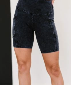 Trendsi Apparel Kickin' Back Mineral Wash Biker Shorts With Pockets