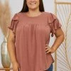 Trendsi Apparel Here We Go Flutter Sleeve Blouse