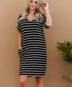 Trendsi Carefree Confidence Striped T-Shirt Dress Apparel