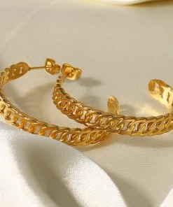 Trendsi Crushing On You Chain C-Hoop Earrings Apparel