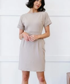 Trendsi Layla Tie-Waist Dress In Ash Mocha, Deep Camel And Kelly Green Apparel