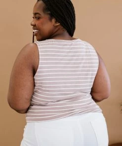 Trendsi Just A City Girl Striped Twist Detail Tank In Tan Apparel