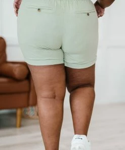 Trendsi Apparel Linen Love Cuffed Shorts In Light Sage