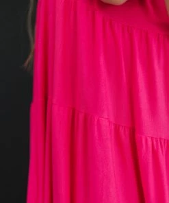 Trendsi Tiered Midi Dress In Fuchsia Apparel
