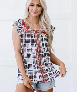 Trendsi Love Expert Embroidered Printed Blouse