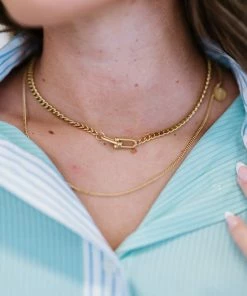 Trendsi Elegant Aesthetics Buckle Detail Double-Layered Necklace