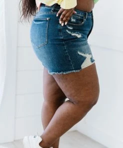 Trendsi Judy Blue McKenna Destroyed Cutoff Denim Shorts Apparel