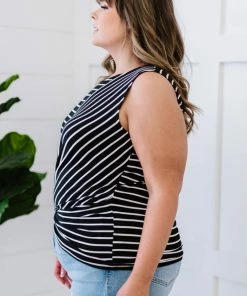 Trendsi Let's Be Honest Front Knot Stripe Tank In Black 22 Trendsi Let's Be Honest Front Knot Stripe Tank In Black