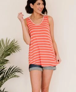 Trendsi Call Me Maybe Stripe Top - Pink & Coral Apparel