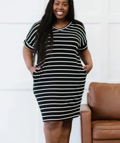 Trendsi Carefree Confidence Striped T-Shirt Dress (GHG-S) GHG- Shop Singles