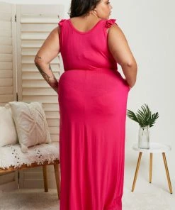 Trendsi Santa Monica Flutter Sleeve Maxi Dress