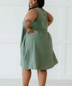 Trendsi Apparel Farmers' Market Button-Up Sleeveless Dress