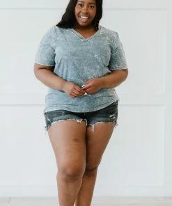 Trendsi Summer Special Acid Wash Tee Shirt (GHG-S, XL)