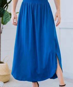 Trendsi Hanley Midi Skirt - Blue & Camel (GHG-S-BLUE)