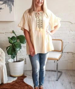 Gigio Back To You Textured Tassel Tie Blouse